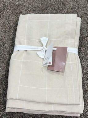Crate&Barrel Beige Windowpane Blackout Curtains